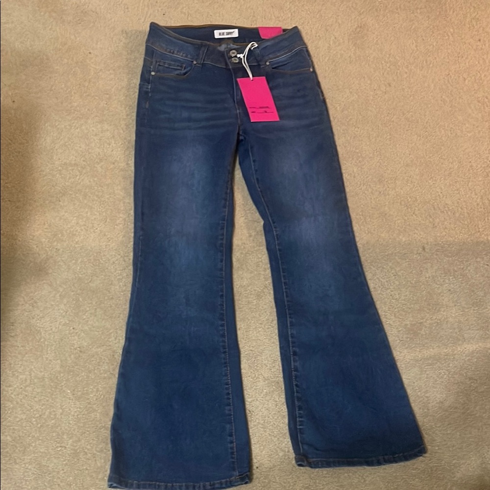 Blue Flare Wide Leg Jeans Classic Fit. New size 7/28